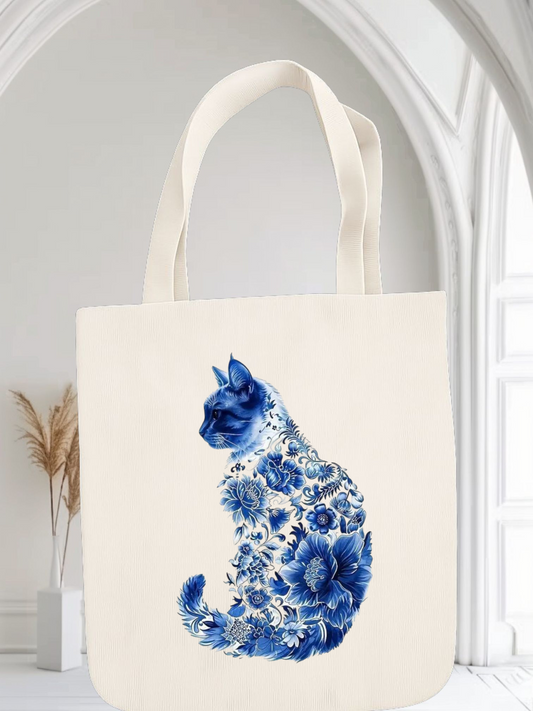 حقيبة توت زرقاء مزينة بنقشة زهور