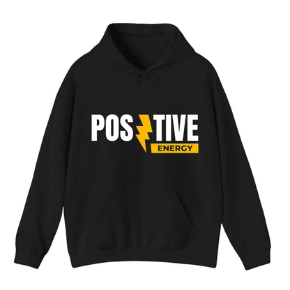 هودي أسود للجنسين - مطبوع عليه طاقة إيجابية