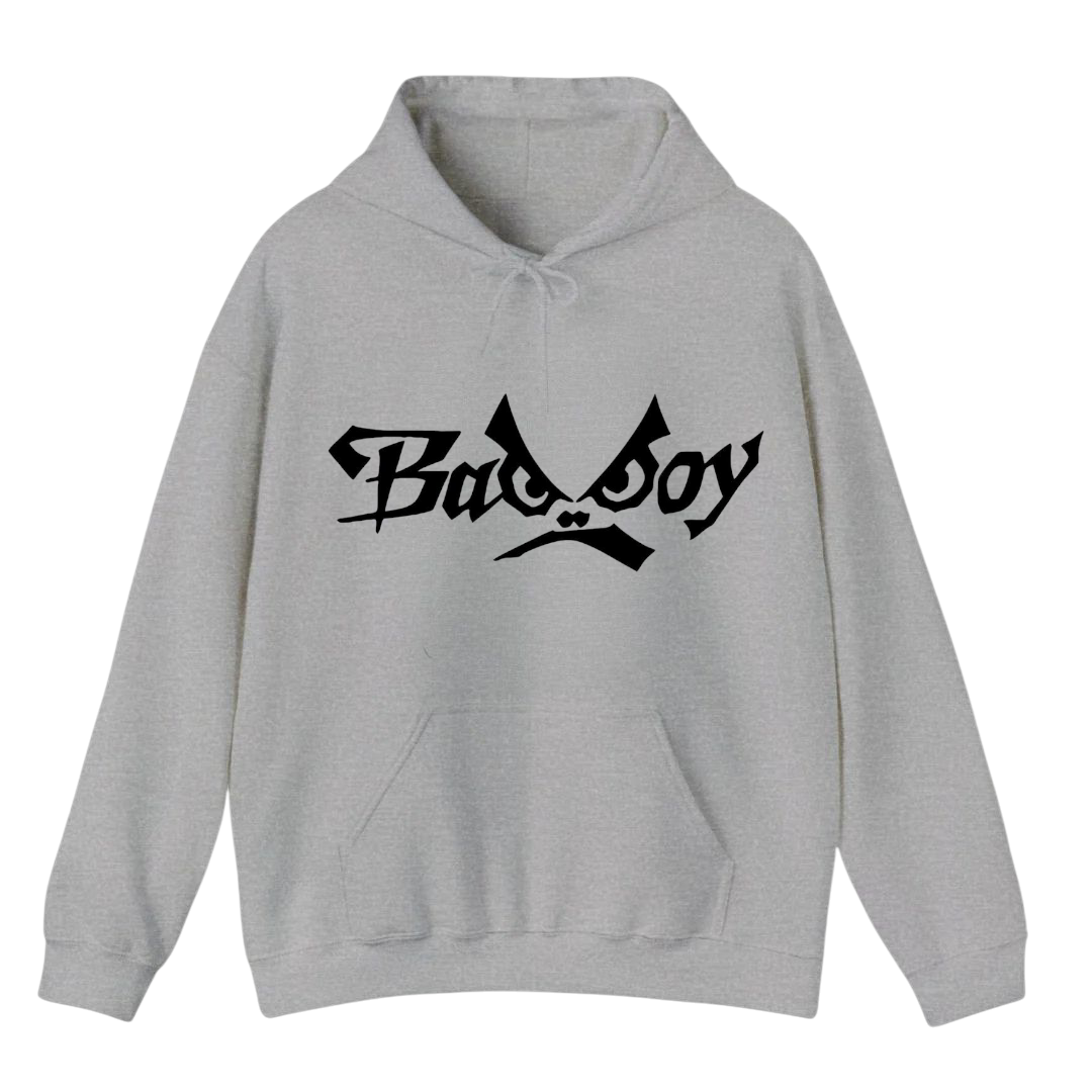 هودي رمادي للجنسين - مطبوع عليه عبارة "فتى غاضب سيء"