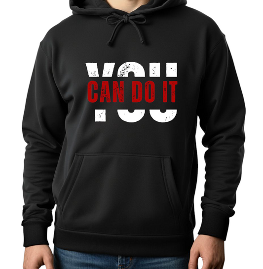 Unisex Black Hoodie - Printed You Can Do It (2)