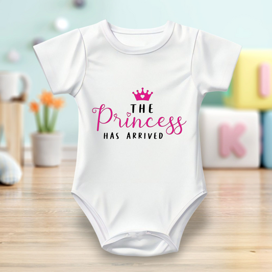 Baby Bodysuit Onesie Half Sleeves - Printed The Princess Has Arrived