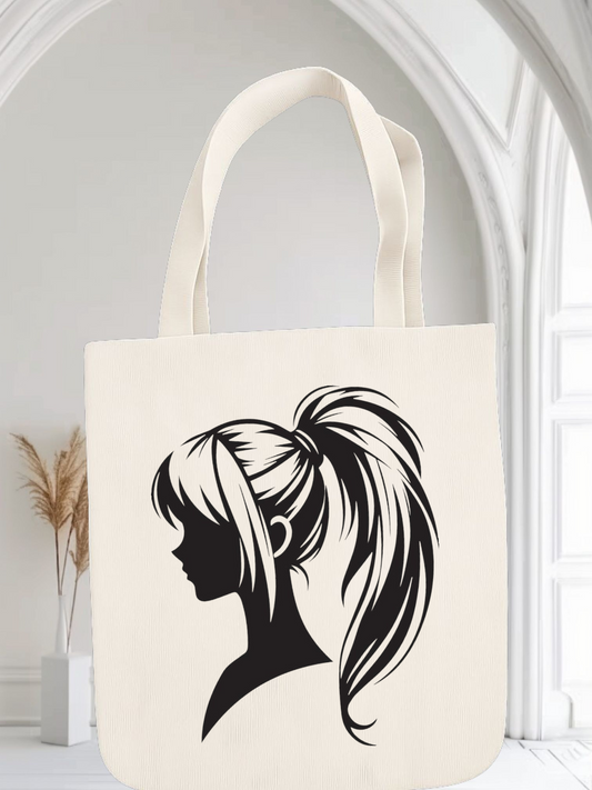 Girl Ponytail Tote Bag