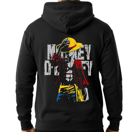 هودي أسود للجنسين - قطعة واحدة مطبوعة (من الخلف)