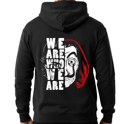 هودي أسود للجنسين - مطبوع عليه La Casa We Are How (خلفي)