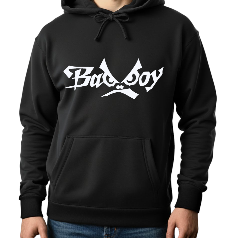 هودي أسود للجنسين - مطبوع عليه عبارة "فتى غاضب سيء"