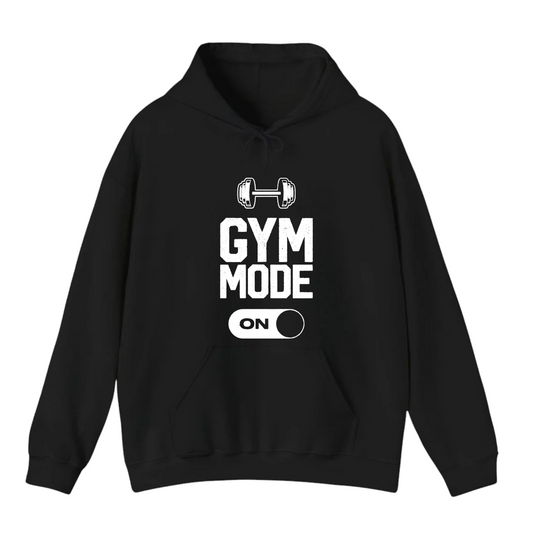 هودي أسود للجنسين - مطبوع عليه عبارة "جيم مود"