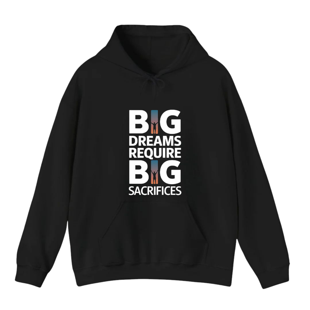 هودي أسود للجنسين - مطبوع - أحلام كبيرة