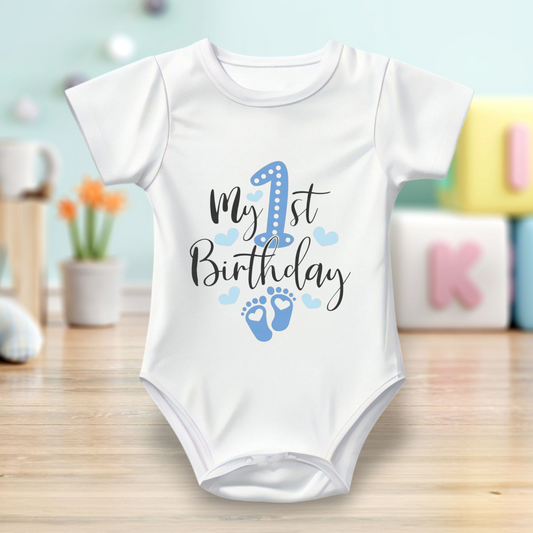Baby Bodysuit Onesie Half Sleeves - Printed My 1st Birthday