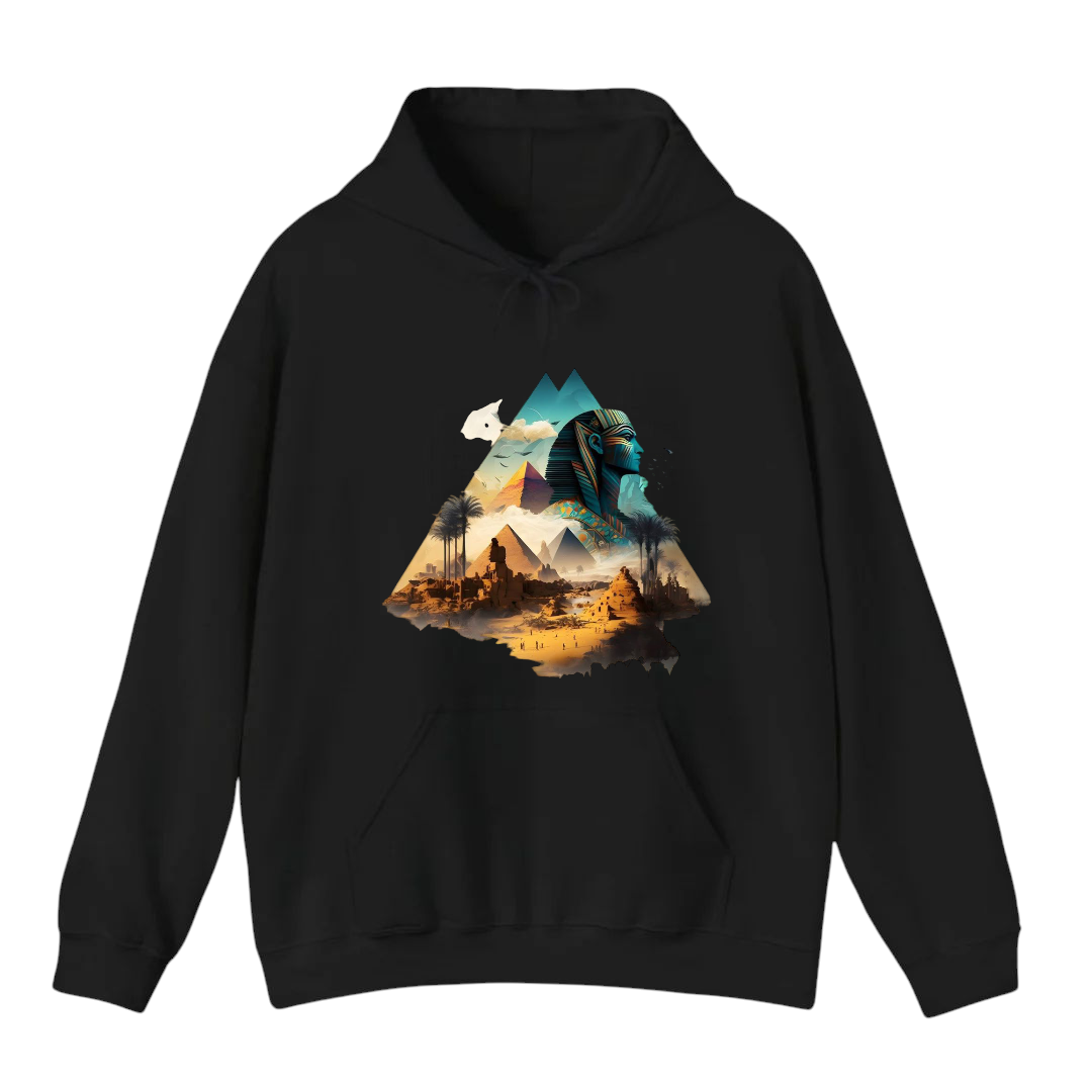 هودي أسود للجنسين - مطبوع مصري أبو الهول