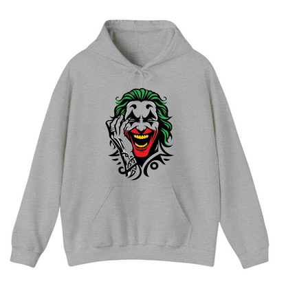 هودي رمادي للجنسين - مطبوع عليه طبعة الجوكر المجنون