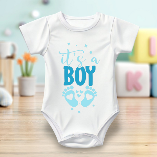 Baby Bodysuit Onesie Half Sleeves - Printed It's a BOY