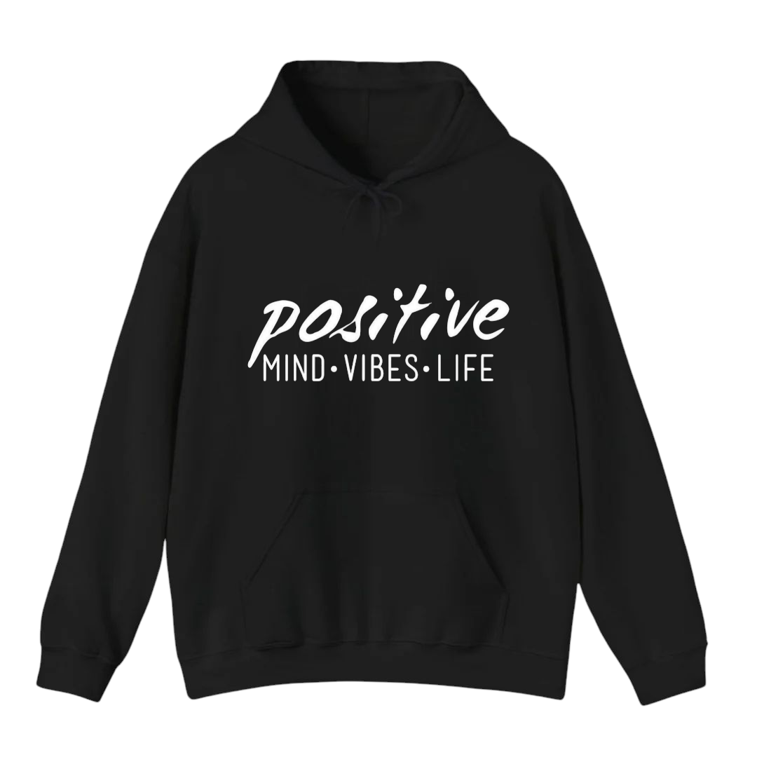 هودي أسود للجنسين - مطبوع إيجابي