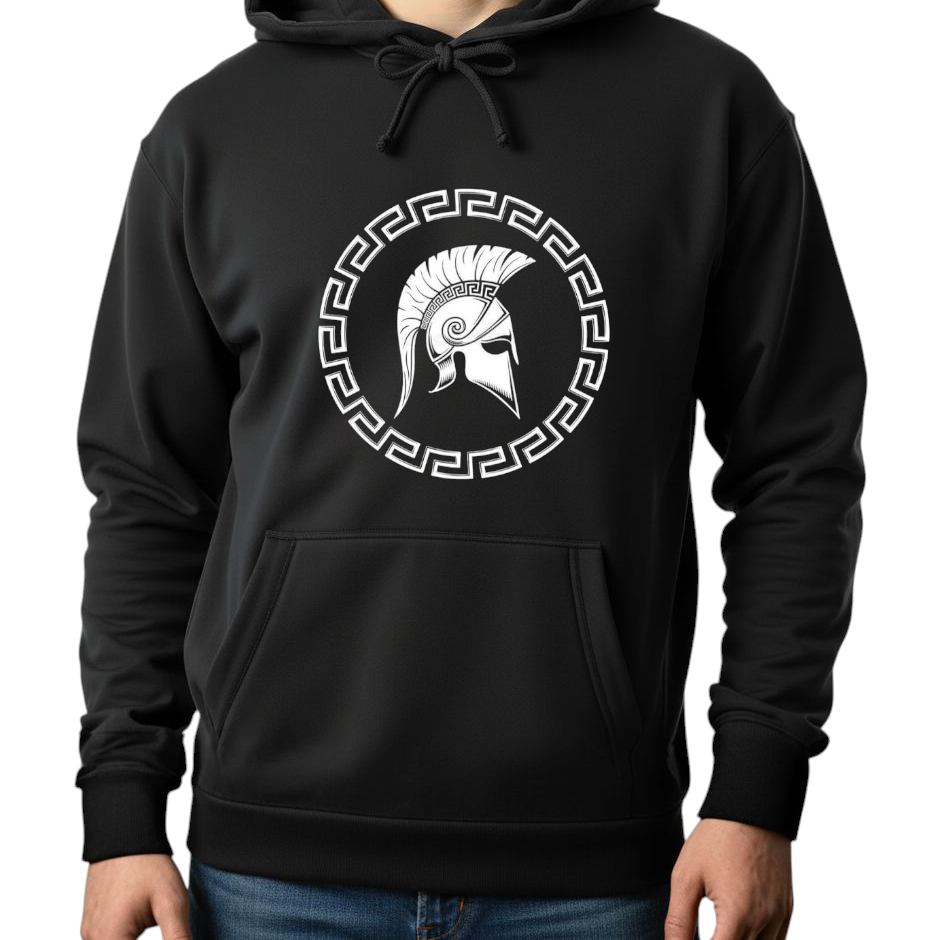 هودي أسود للجنسين - مطبوع عليه سبارتا