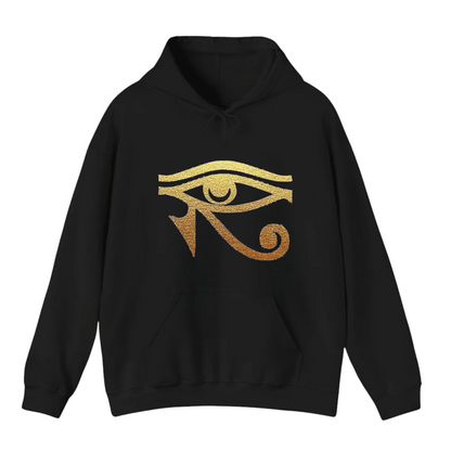هودي أسود للجنسين - مطبوع عليه عين حورس الذهبية
