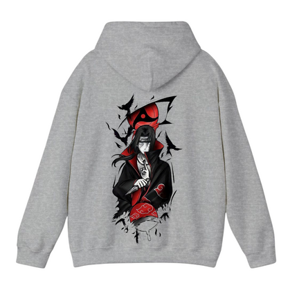 هودي رمادي للجنسين - مطبوع عليه نينجا إيتاشي (خلفي)
