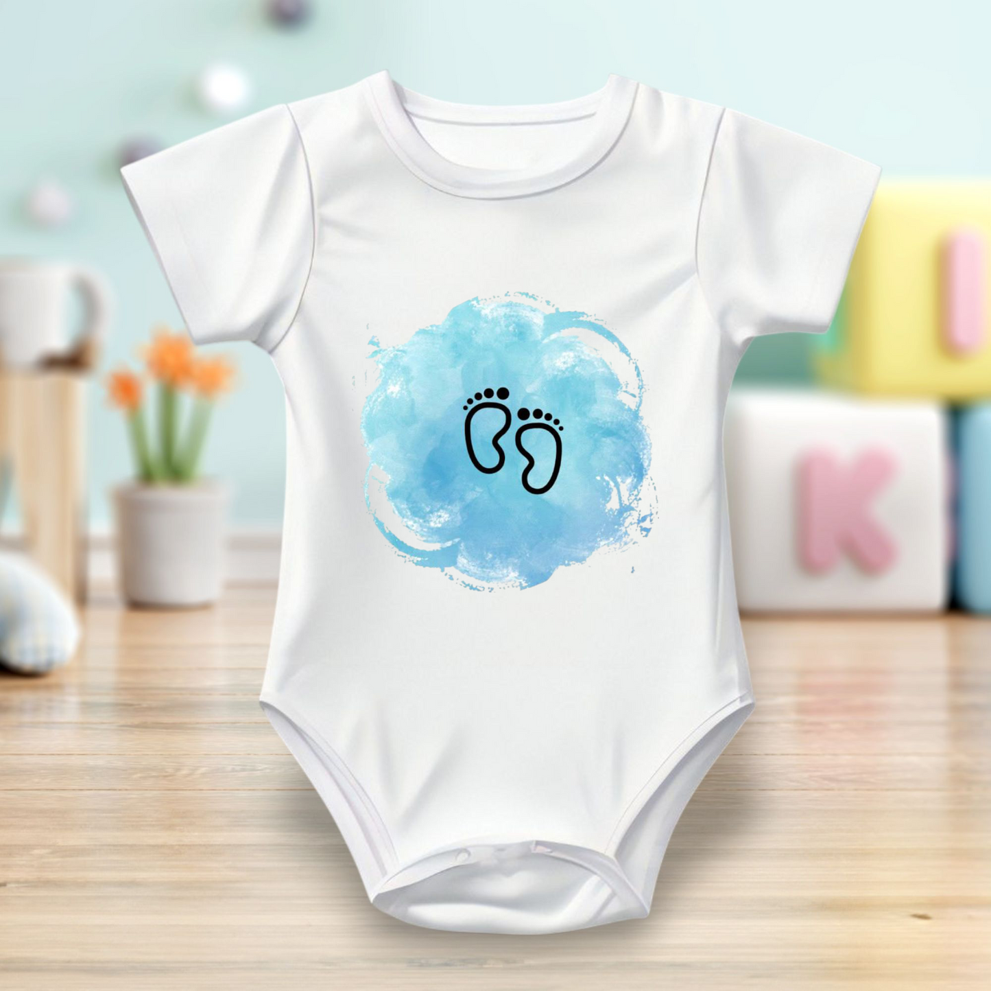 Baby Bodysuit Onesie Half Sleeves - Printed Baby Foot