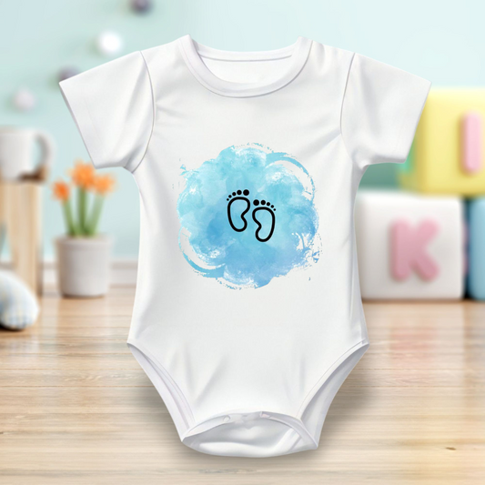 Baby Bodysuit Onesie Half Sleeves - Printed Baby Foot