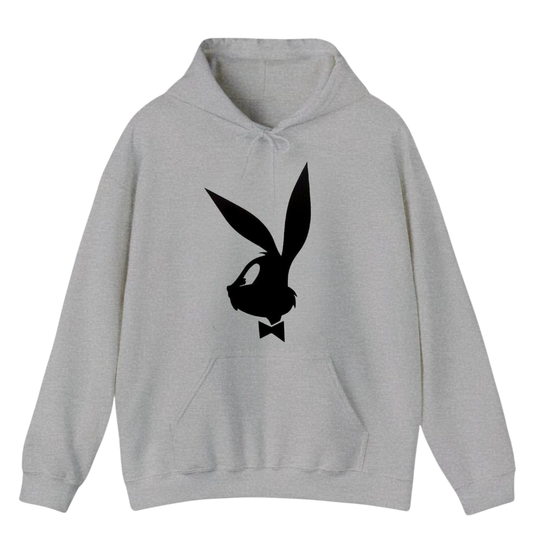 هودي رمادي للجنسين - أرنب بلاي بوي مطبوع