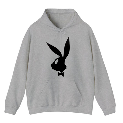 هودي رمادي للجنسين - أرنب بلاي بوي مطبوع