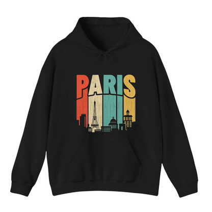 هودي أسود للجنسين - مطبوع عليه باريس