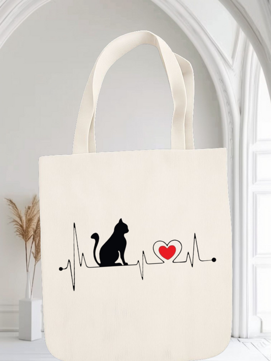 Cat Heartbeat Tote Bag